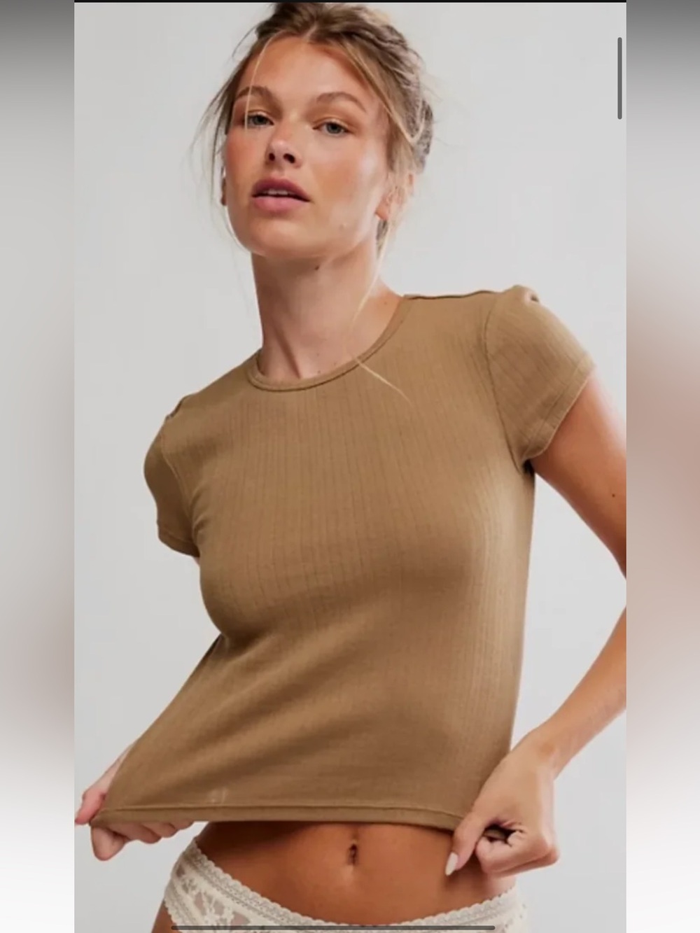 Free People - Wait A Minute Baby Tee - ANTIQUE BRONZE